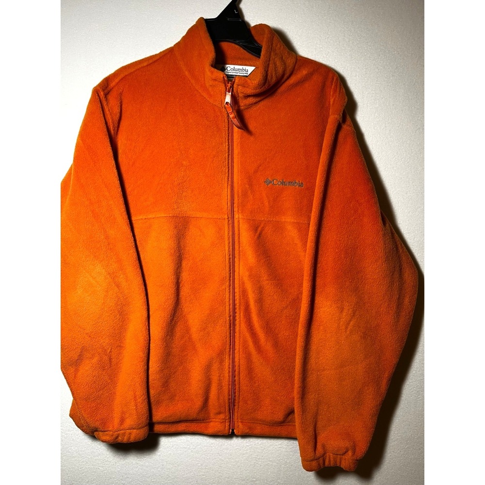 Columbia Fleece  LARGE Solid Orange Full Zip Outdoor Hiking Casual Jacket
